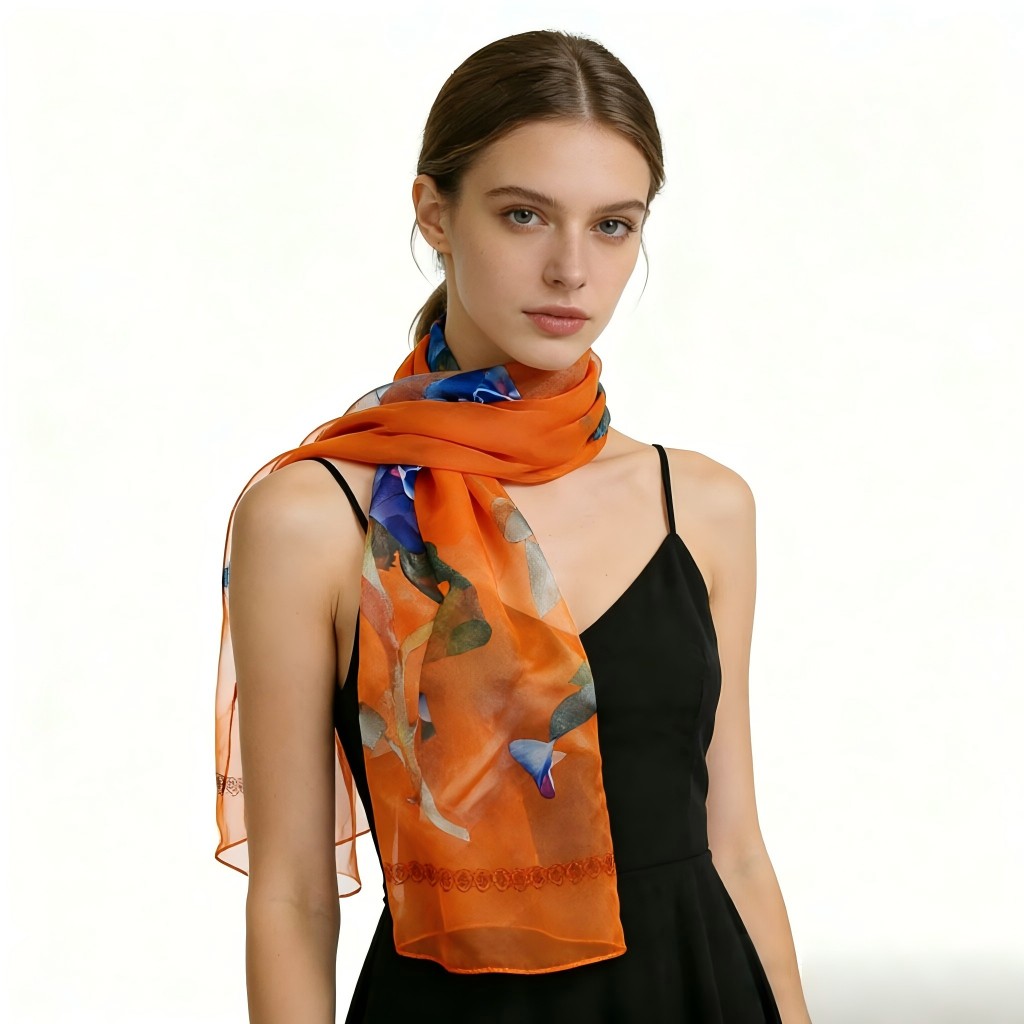 Face Scarf Mask - Mode Roos Bloem Georgette Chiffon Sjaal